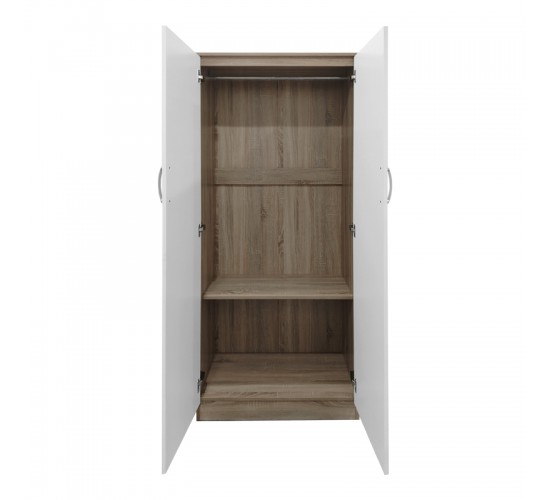 Ντουλάπα δίφυλλη Lego σε sonoma-λευκή απόχρωση 80x42x180εκ Υλικό: 15mm Particle Board 383-000052