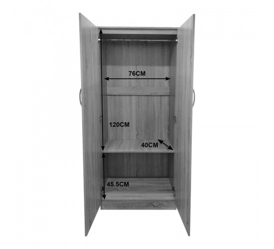 Ντουλάπα δίφυλλη Lego σε sonoma-λευκή απόχρωση 80x42x180εκ Υλικό: 15mm Particle Board 383-000052