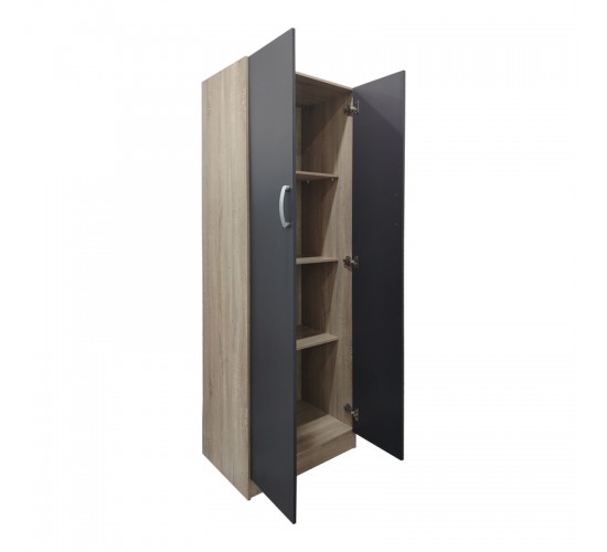 Ντουλάπα δίφυλλη Lego σε sonoma-ανθρακί απόχρωση 60x42x180εκ Υλικό: 12mm Particle Board 383-000056