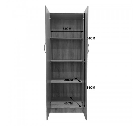 Ντουλάπα δίφυλλη Lego σε sonoma-λευκή απόχρωση 60x42x180εκ Υλικό: 12mm Particle Board 383-000057