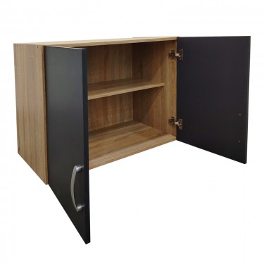 Πατάρι ντουλάπας δίφυλλο Athos σε sonoma-ανθρακί απόχρωση 80x42x60εκ Υλικό: 15mm Particle Board 383-000064