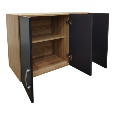 Πατάρι ντουλάπας τρίφυλλο Athos σε sonoma-ανθρακί απόχρωση 90x41.5x60εκ Υλικό: 15mm Particle Board 383-000069