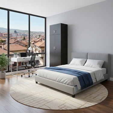 Ντουλάπα δίφυλλη και πατάρι Athos σε wenge απόχρωση 80x42x240εκ Υλικό: 15mm Particle Board 383-000084