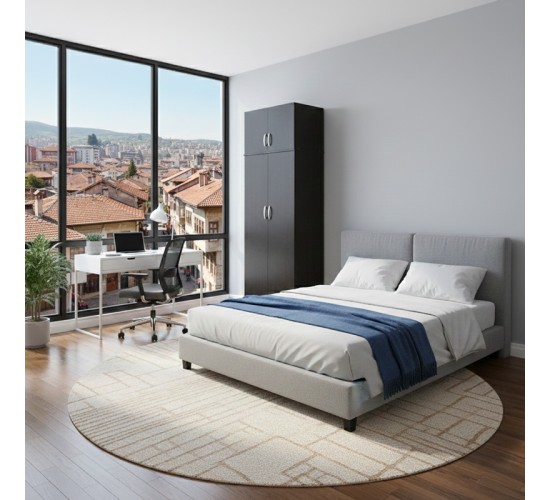 Ντουλάπα δίφυλλη και πατάρι Lego σε wenge απόχρωση 80x42x240εκ Υλικό: 15mm Particle Board 383-000084