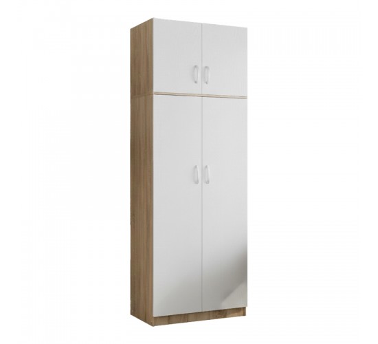 Ντουλάπα δίφυλλη και πατάρι Lego σε sonoma-λευκή απόχρωση 80x42x240εκ Υλικό: 15mm Particle Board 383-000087