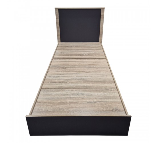 Κρεβάτι Athos σε sonoma-ανθρακί απόχρωση 90x190εκ Υλικό: 15mm Particle Board 383-000090