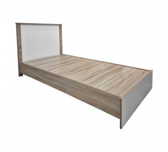 Κρεβάτι Athos σε sonoma-λευκό απόχρωση 90x190εκ Υλικό: 15mm Particle Board 383-000091