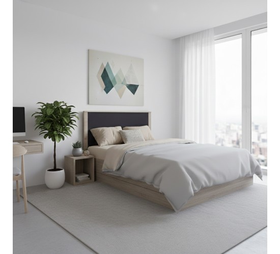 Κρεβάτι Athos σε sonoma-ανθρακί απόχρωση 140x200εκ Υλικό: 15mm Particle Board 383-000095