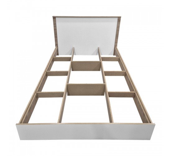 Κρεβάτι Athos σε sonoma-λευκή απόχρωση 140x200εκ Υλικό: 15mm Particle Board 383-000096