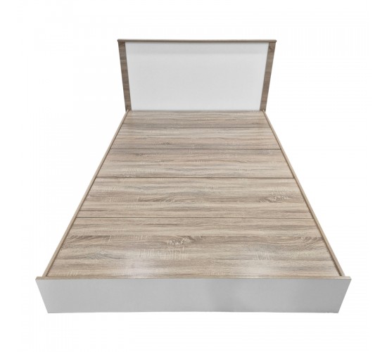 Κρεβάτι Athos σε sonoma-λευκή απόχρωση 140x200εκ Υλικό: 15mm Particle Board 383-000096