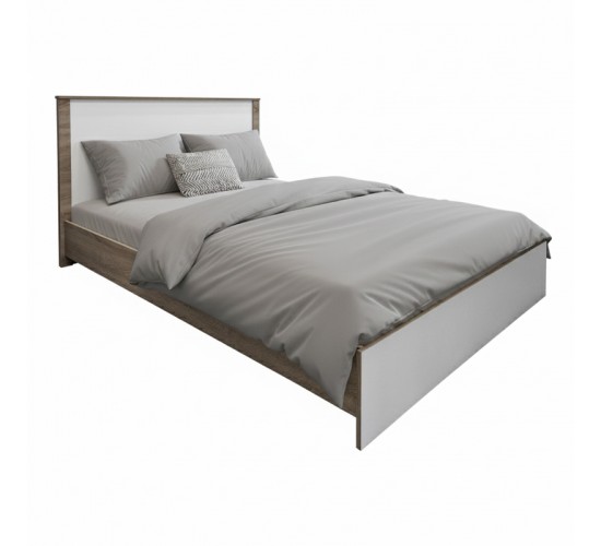 Κρεβάτι Athos σε sonoma-λευκή απόχρωση 140x200εκ Υλικό: 15mm Particle Board 383-000096