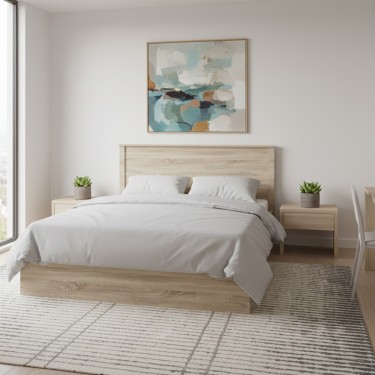 Κρεβάτι Athos σε sonoma απόχρωση 160x200εκ Υλικό: 15mm Particle Board 383-000098