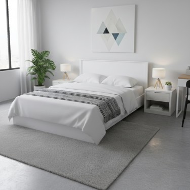 Κρεβάτι Athos σε λευκή απόχρωση 160x200εκ Υλικό: 15mm Particle Board 383-000099