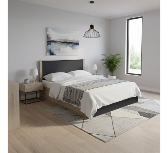 Κρεβάτι Athos σε sonoma-ανθρακί απόχρωση 160x200εκ Υλικό: 15mm Particle Board 383-000100