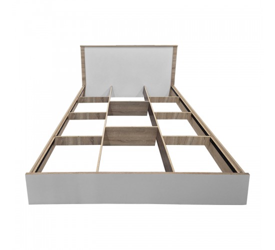 Κρεβάτι Athos σε sonoma-λευκό απόχρωση 160x200εκ Υλικό: 15mm Particle Board 383-000101