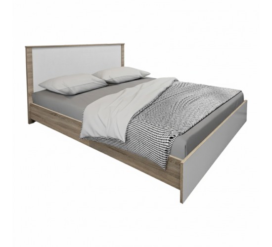 Κρεβάτι Athos σε sonoma-λευκό απόχρωση 160x200εκ Υλικό: 15mm Particle Board 383-000101