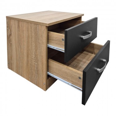 Κομοδίνο Athos σε sonoma-ανθρακί απόχρωση 48x40x41.5εκ Υλικό: 15mm Particle Board 383-000105