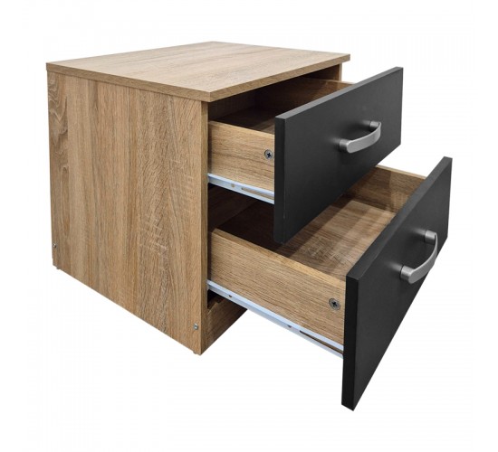 Κομοδίνο Athos σε sonoma-ανθρακί απόχρωση 48x40x41.5εκ Υλικό: 15mm Particle Board 383-000105