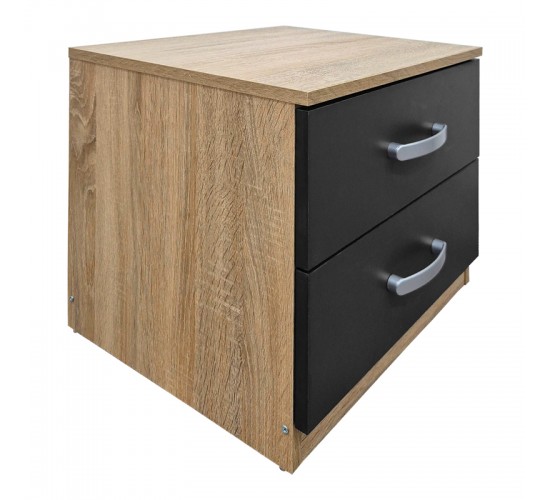 Κομοδίνο Athos σε sonoma-ανθρακί απόχρωση 48x40x41.5εκ Υλικό: 15mm Particle Board 383-000105