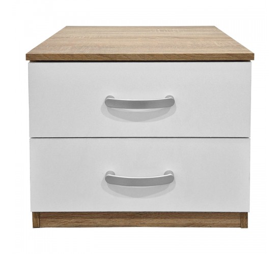 Κομοδίνο Athos σε sonoma-λευκή απόχρωση 48x40x41.5εκ Υλικό: 15mm Particle Board 383-000106