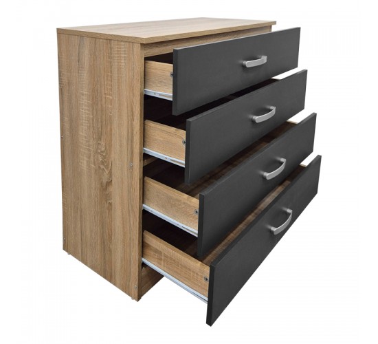 Συρταριέρα Athos σε sonoma-ανθρακί απόχρωση 80x40x79εκ Υλικό: 15mm Particle Board 383-000110