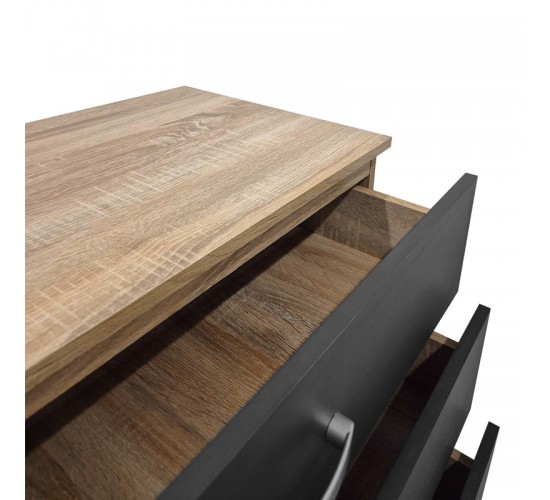 Συρταριέρα Athos σε sonoma-ανθρακί απόχρωση 80x40x79εκ Υλικό: 15mm Particle Board 383-000110