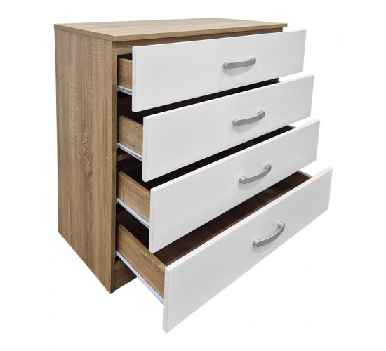 Συρταριέρα Athos σε sonoma-λευκή απόχρωση 80x40x79εκ Υλικό: 15mm Particle Board 383-000111