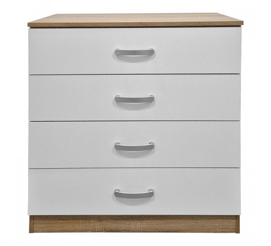 Συρταριέρα Athos σε sonoma-λευκή απόχρωση 80x40x79εκ Υλικό: 15mm Particle Board 383-000111