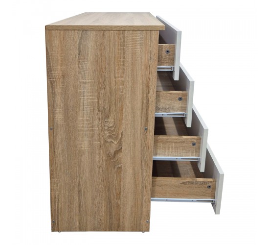 Συρταριέρα Athos σε sonoma-λευκή απόχρωση 80x40x79εκ Υλικό: 15mm Particle Board 383-000111