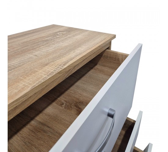 Συρταριέρα Athos σε sonoma-λευκή απόχρωση 80x40x79εκ Υλικό: 15mm Particle Board 383-000111