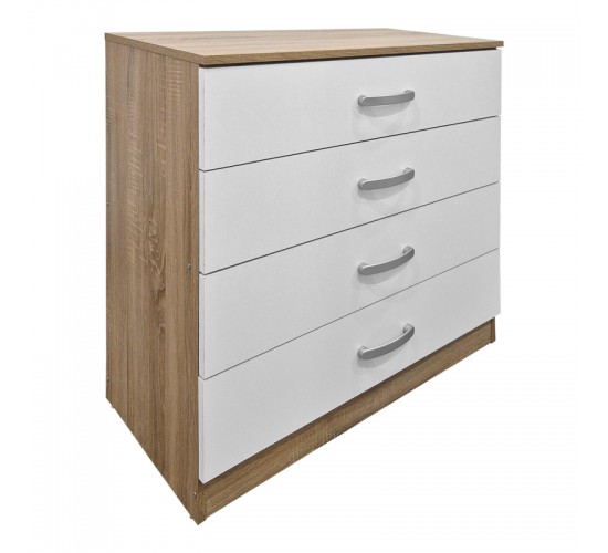 Συρταριέρα Athos σε sonoma-λευκή απόχρωση 80x40x79εκ Υλικό: 15mm Particle Board 383-000111