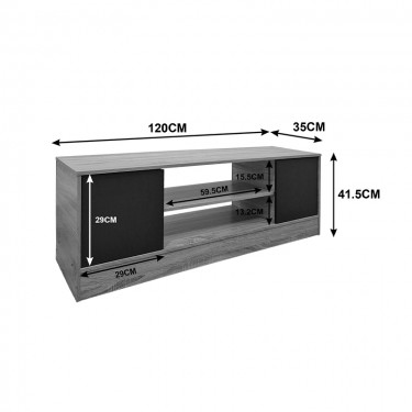 Έπιπλο τηλεόρασης Sasa sonoma-ανθρακί 120x35x41.5εκ Υλικό: 12mm Particle Board 383-000116