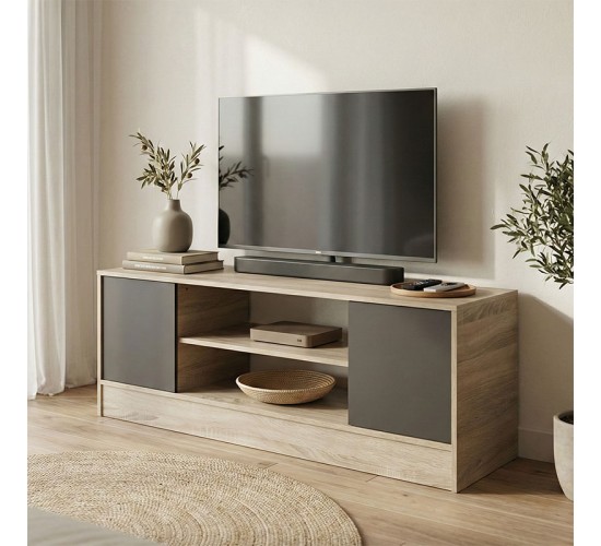 Έπιπλο τηλεόρασης Sasa sonoma-ανθρακί 120x35x41.5εκ Υλικό: 12mm Particle Board 383-000116