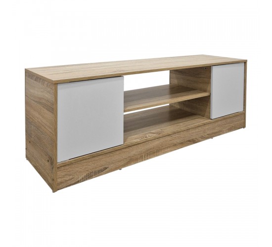 Έπιπλο τηλεόρασης Sasa sonoma-λευκό 120x35x41.5εκ Υλικό: 12mm Particle Board 383-000117