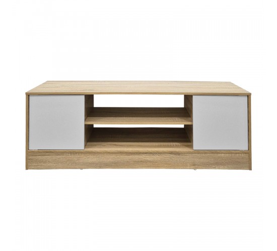 Έπιπλο τηλεόρασης Sasa sonoma-λευκό 120x35x41.5εκ Υλικό: 12mm Particle Board 383-000117