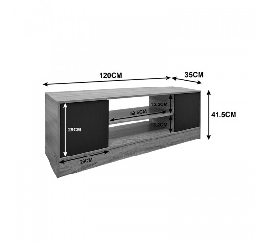 Έπιπλο τηλεόρασης Sasa sonoma-λευκό 120x35x41.5εκ Υλικό: 12mm Particle Board 383-000117