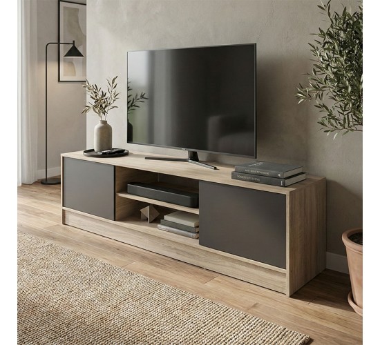 Έπιπλο τηλεόρασης Sasa sonoma-ανθρακί 150x35x41.5εκ Υλικό: 12mm Particle Board 383-000119