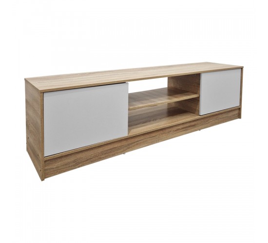 Έπιπλο τηλεόρασης Sasa sonoma-λευκό 150x35x41.5εκ Υλικό: 12mm Particle Board 383-000120