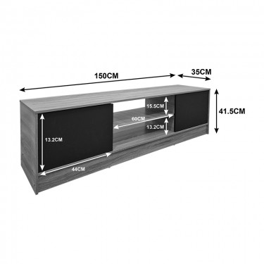 Έπιπλο τηλεόρασης Sasa sonoma-λευκό 150x35x41.5εκ Υλικό: 12mm Particle Board 383-000120
