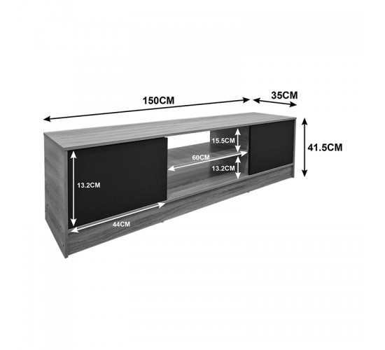 Έπιπλο τηλεόρασης Sasa sonoma-λευκό 150x35x41.5εκ Υλικό: 12mm Particle Board 383-000120