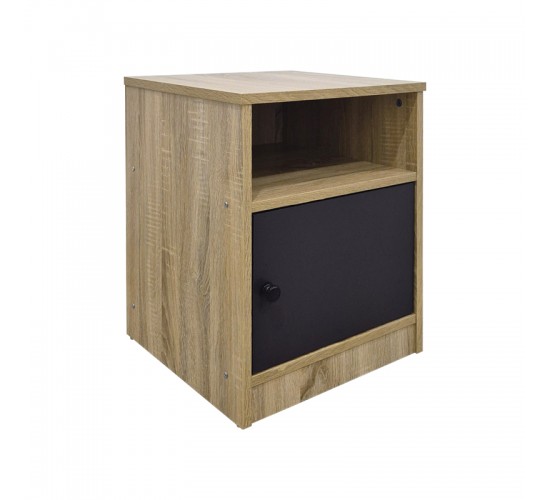 Κομοδίνο Lenea sonoma-ανθρακί 40x40x50εκ Υλικό: 15mm Particle Board 383-000134