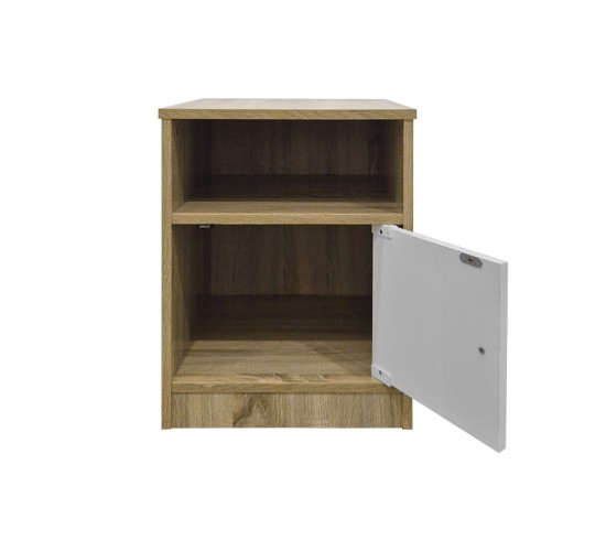 Κομοδίνο Lenea sonoma-λευκό 40x40x50εκ Υλικό: 15mm Particle Board 383-000135