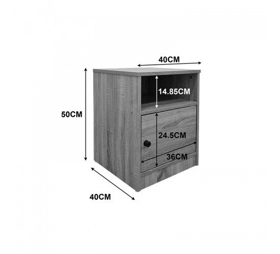 Κομοδίνο Lenea sonoma-λευκό 40x40x50εκ Υλικό: 15mm Particle Board 383-000135