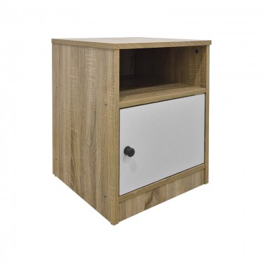 Κομοδίνο Lenea sonoma-λευκό 40x40x50εκ Υλικό: 15mm Particle Board 383-000135