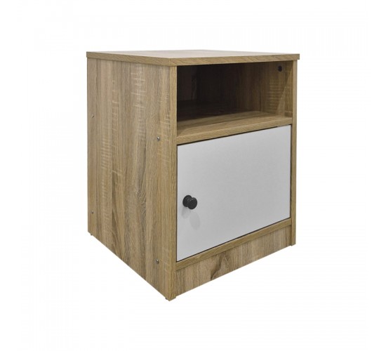 Κομοδίνο Lenea sonoma-λευκό 40x40x50εκ Υλικό: 15mm Particle Board 383-000135