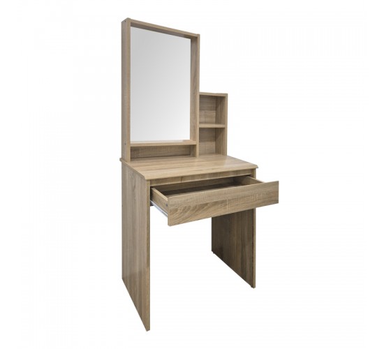 Τουαλέτα κρεβατοκάμαρας Larnia με καθρέπτη και σκαμπό sonoma 65x40x142εκ Υλικό: 15mm Particle Board 383-000138