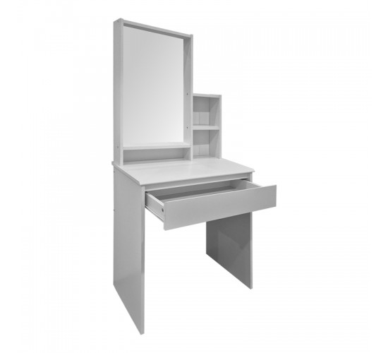 Τουαλέτα κρεβατοκάμαρας Larnia με καθρέπτη και σκαμπό λευκό 65x40x142εκ Υλικό: 15mm Particle Board 383-000139