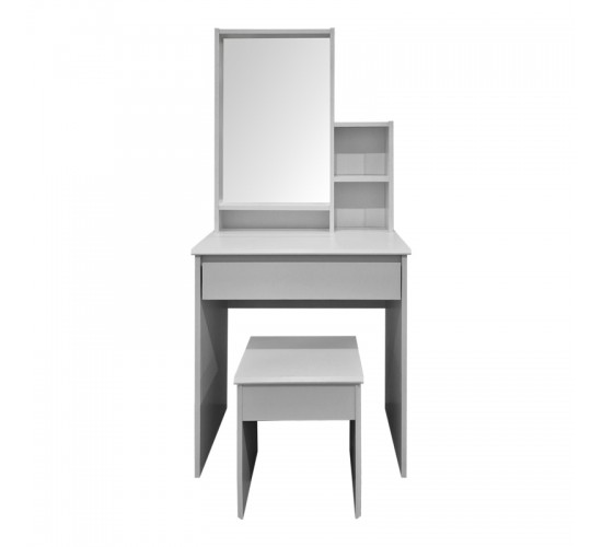 Τουαλέτα κρεβατοκάμαρας Larnia με καθρέπτη και σκαμπό λευκό 65x40x142εκ Υλικό: 15mm Particle Board 383-000139