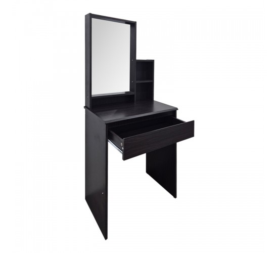 Τουαλέτα κρεβατοκάμαρας Larnia με καθρέπτη και σκαμπό wenge 65x40x142εκ Υλικό: 15mm Particle Board 383-000140