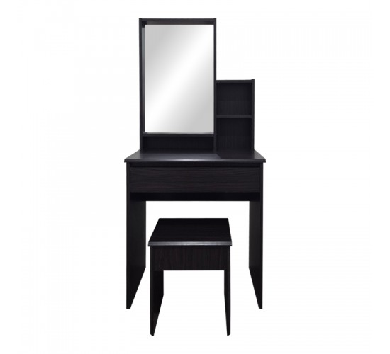 Τουαλέτα κρεβατοκάμαρας Larnia με καθρέπτη και σκαμπό wenge 65x40x142εκ Υλικό: 15mm Particle Board 383-000140